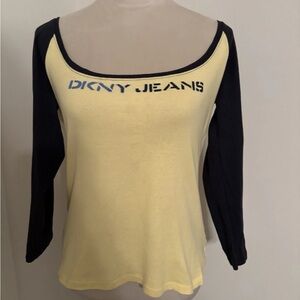 DKNY Yellow and Black Long Sleeve Top